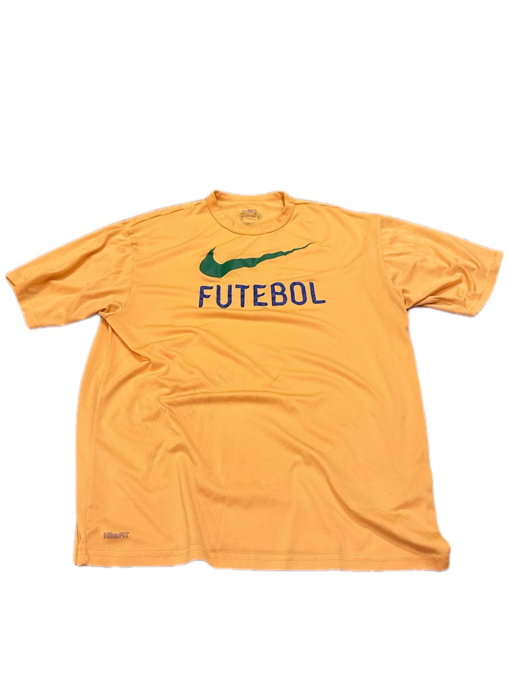 Nike Yellow Futebol Tee with Green Swoosh